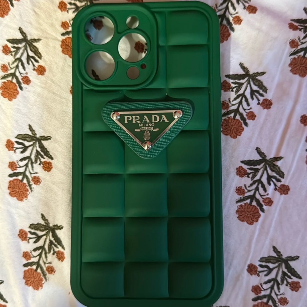 Prada Dark green iPhone 14 Pro Max case